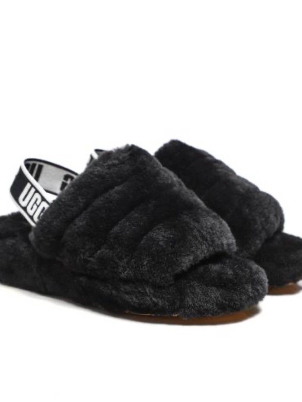 UGG Black Fluff Yeah Elastic-Back Slide Sandals